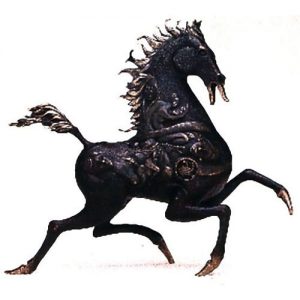 Black Horse, in bronze by Jiang Tiefeng bronze sculpture