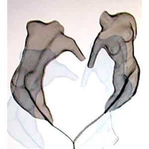 Dancing Hearts Shadow Sculpture by Randy Cooper wire sculpture