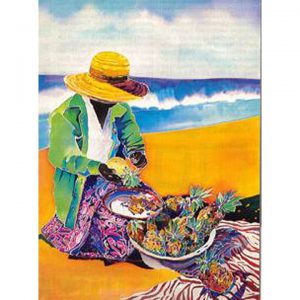 Sweet Peeled Pineapple by Jennifer Markes serigraph on canvas