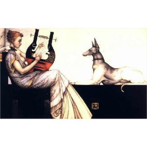 Anubis by Michael Parkes stone lithograph