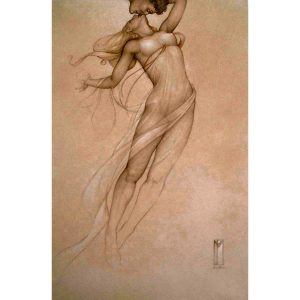 Falling by Michael Parkes stone lithograph