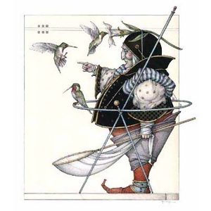 The Hummingbird Collector (2005) by Michael Parkes stone lithograph