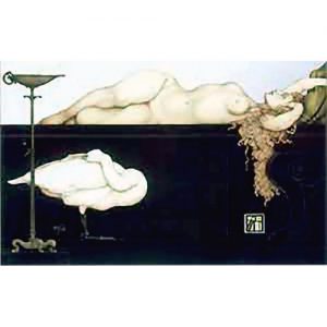 The Sleeping Swan by Michael Parkes stone lithograph