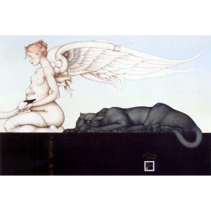 Waiting (2001) by Michael Parkes stone lithograph