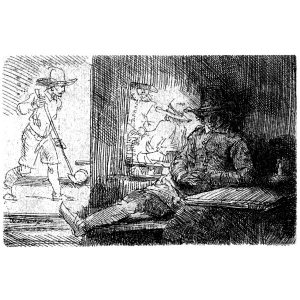The Golf Player by Rembrandt etching