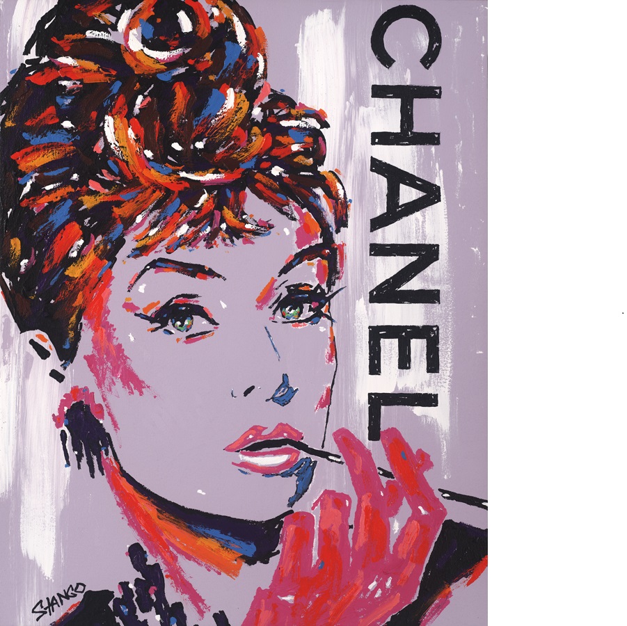 Chanel Audrey-Lilac, Artist Embellished - Jean Stephen Galleries - Fine Art