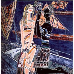 Friendship Along the River - 1987 by Ting Shao Kuang serigraph on paper