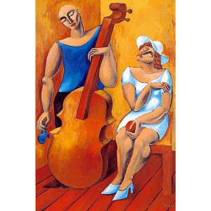 The Cello by Yuroz serigraph on paper