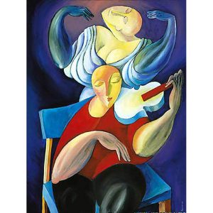 White Violin by Yuroz serigraph on paper